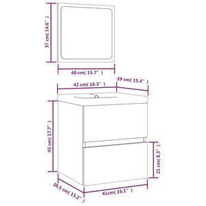 vidaXL Bathroom Cabinet with Sink and Mirror Concrete Gray