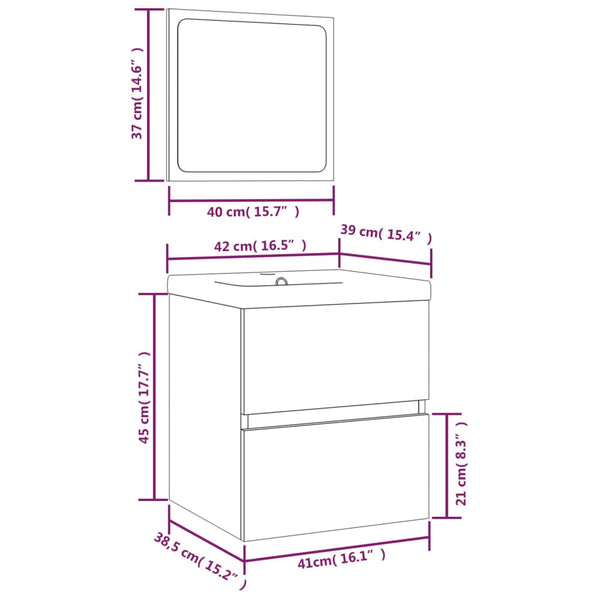 vidaXL Bathroom Cabinet with Sink and Mirror Concrete Gray