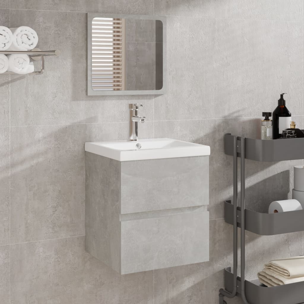 vidaXL Bathroom Cabinet with Sink and Mirror Concrete Gray