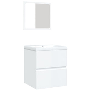 vidaXL Bathroom Vanity with Sink Mirror High-Gloss White