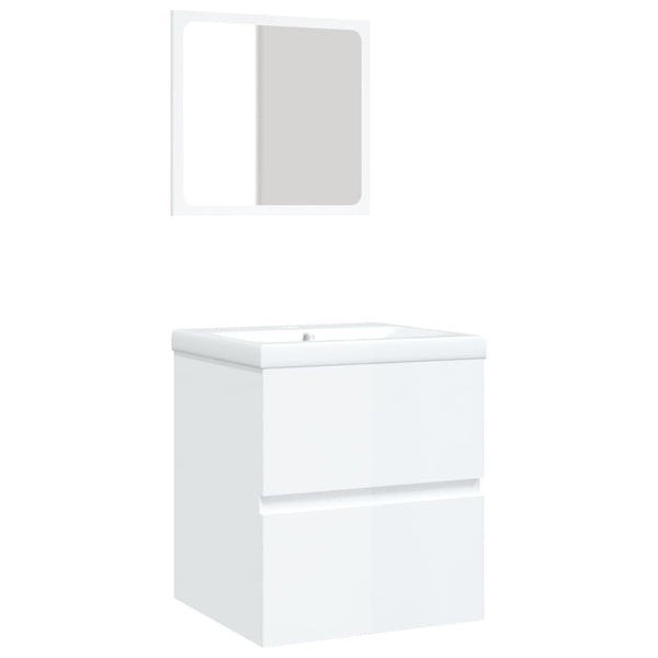 vidaXL Bathroom Vanity with Sink Mirror High-Gloss White