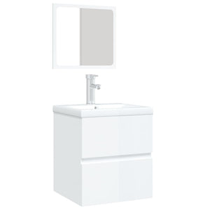 vidaXL Bathroom Vanity with Sink Mirror High-Gloss White