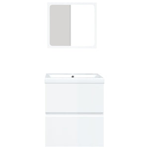 vidaXL Bathroom Vanity with Sink Mirror High-Gloss White