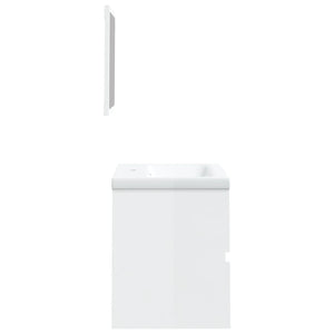 vidaXL Bathroom Vanity with Sink Mirror High-Gloss White