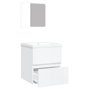 vidaXL Bathroom Vanity with Sink Mirror High-Gloss White