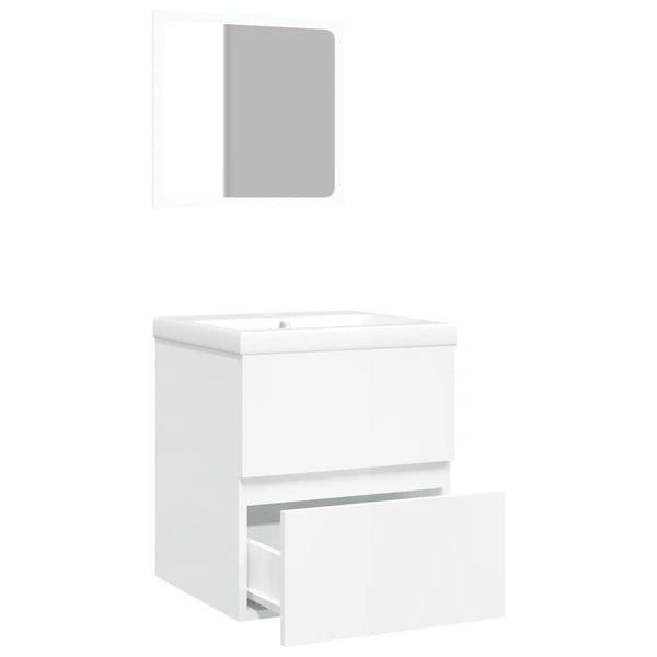 vidaXL Bathroom Vanity with Sink Mirror High-Gloss White