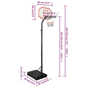 vidaXL Basketball Hoop White 282-352 cm Polyethylene