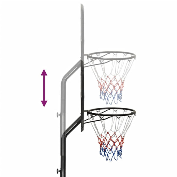 vidaXL Basketball Hoop Black 282-352 cm Polyethylene