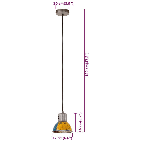vidaXL Industrial-Style Hanging Lamp 25 W Multicolor Round 17 cm E27