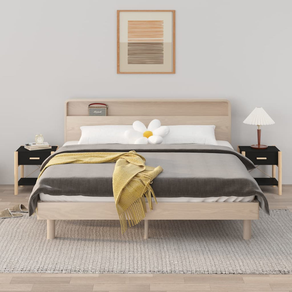 Nachttische Schwarz Holzwerkstoff 42x38x45 cm, 2er-Set