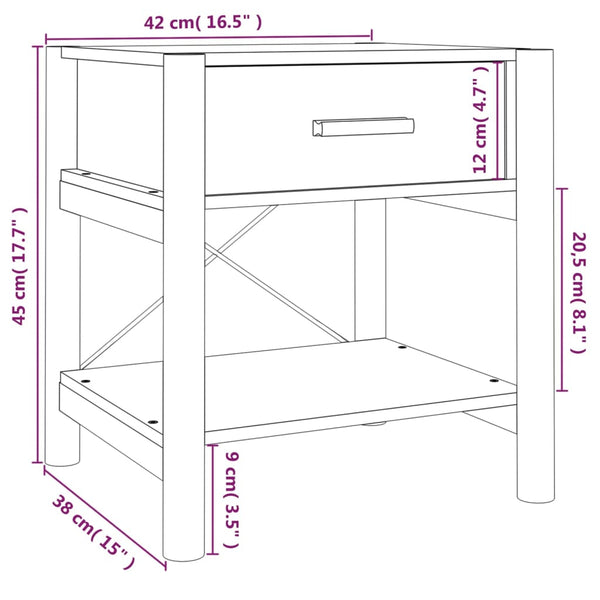 Nachttische 2er Set Holz 42x38x45 cm