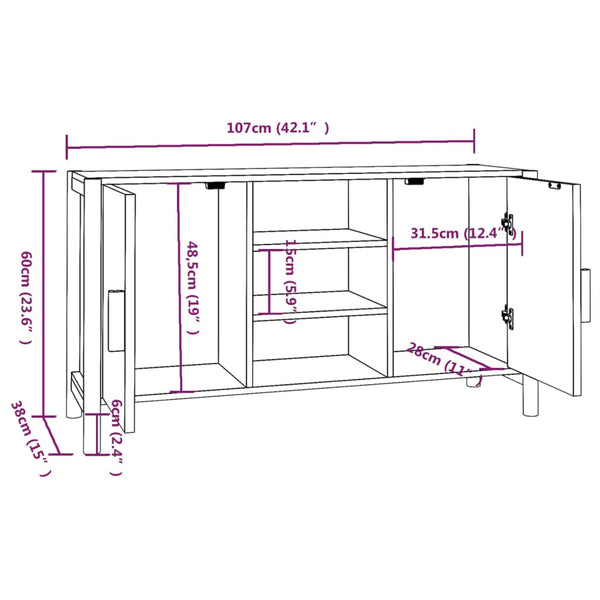 Sideboard Weiß 107 cm Holzwerkstoff