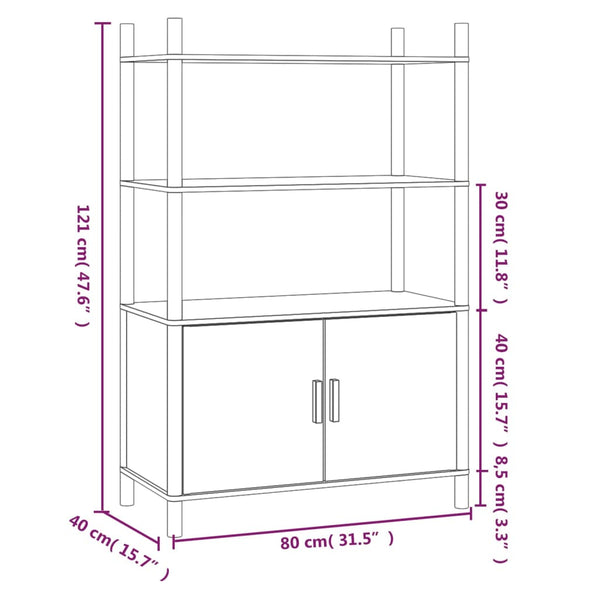 Highboard Weiß 80x40x121cm