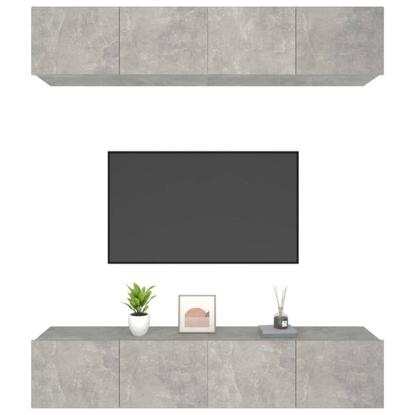 vidaXL TV Cabinets 4 pcs Concrete Grey 80x30x30 cm Engineered Wood