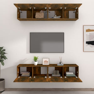 vidaXL TV Cabinets 4 pcs. Smoked Oak 80x30x30 cm Engineered Wood