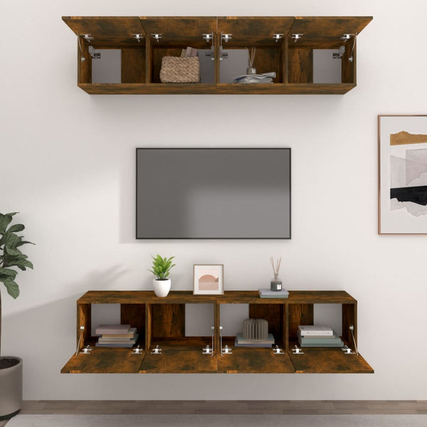 vidaXL TV Cabinets 4 pcs. Smoked Oak 80x30x30 cm Engineered Wood