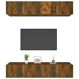 vidaXL TV Cabinets 4 pcs. Smoked Oak 80x30x30 cm Engineered Wood