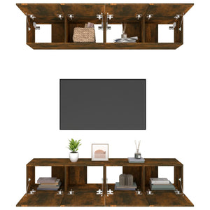 vidaXL TV Cabinets 4 pcs. Smoked Oak 80x30x30 cm Engineered Wood