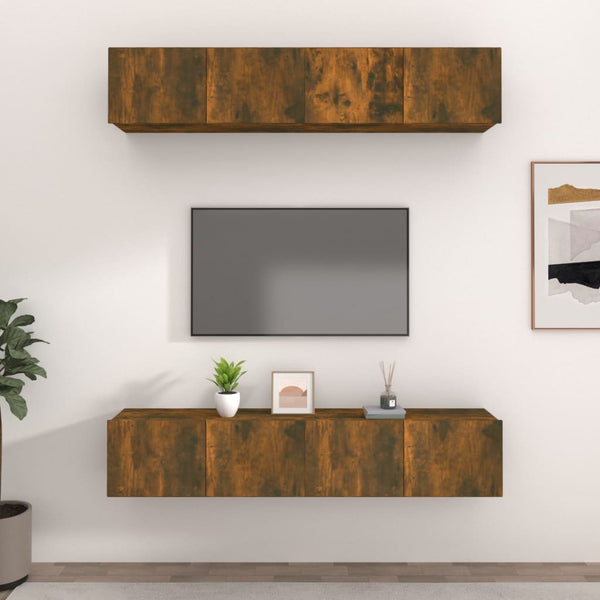 vidaXL TV Cabinets 4 pcs. Smoked Oak 80x30x30 cm Engineered Wood