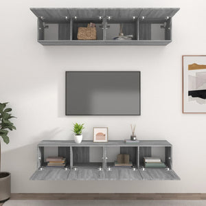 vidaXL TV Cabinets 4 pcs Sonoma Grey 80x30x30 cm Engineered Wood