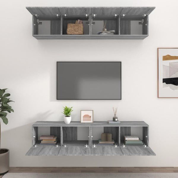 vidaXL TV Cabinets 4 pcs Sonoma Grey 80x30x30 cm Engineered Wood