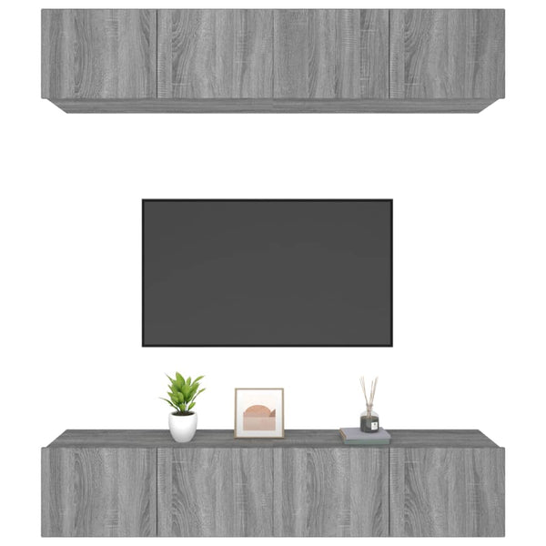 vidaXL TV Cabinets 4 pcs Sonoma Grey 80x30x30 cm Engineered Wood