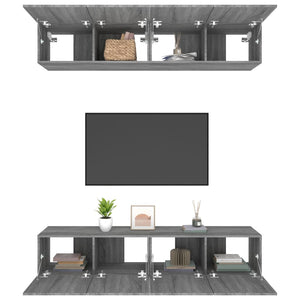 vidaXL TV Cabinets 4 pcs Sonoma Grey 80x30x30 cm Engineered Wood