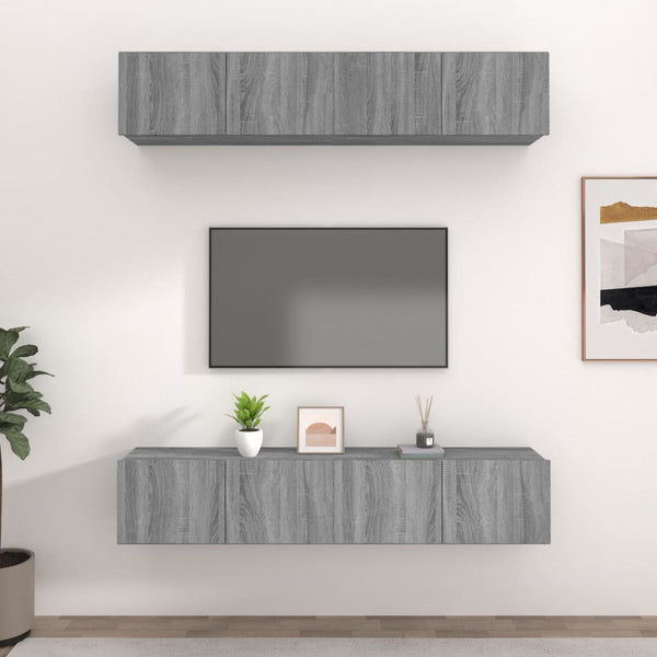 vidaXL TV Cabinets 4 pcs Sonoma Grey 80x30x30 cm Engineered Wood