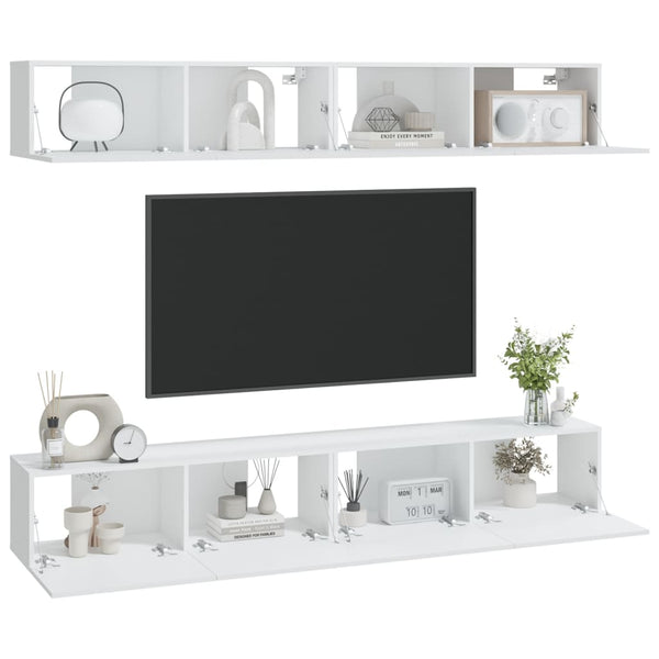 vidaXL TV Wall Cabinets 4 pcs. White 100x30x30 cm