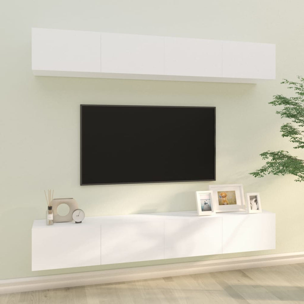 vidaXL TV Wall Cabinets 4 pcs. White 100x30x30 cm