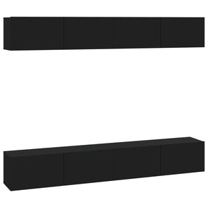 vidaXL TV Wall Cabinets 4 pcs. Black 100x30x30 cm