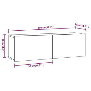 vidaXL TV Wall Cabinets 4 pcs. Black 100x30x30 cm
