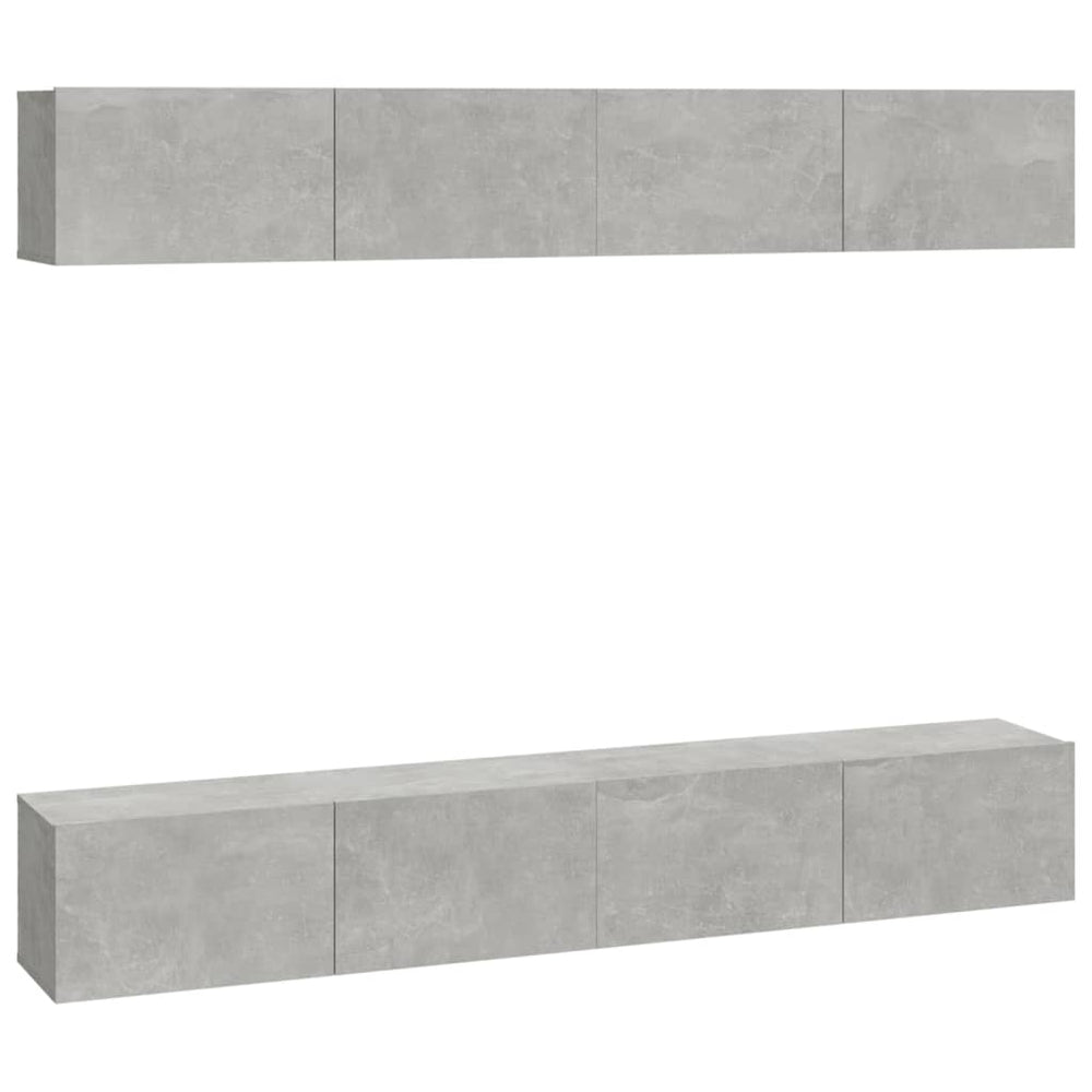 vidaXL TV Wall Cabinets 4 pcs Concrete Grey 100x30x30 cm