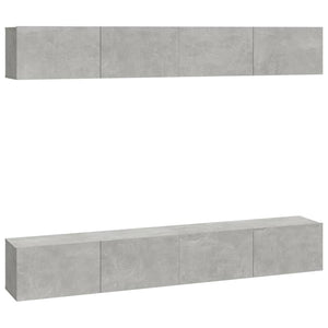 vidaXL TV Wall Cabinets 4 pcs Concrete Grey 100x30x30 cm