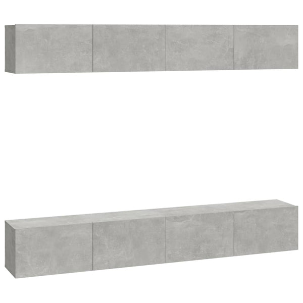 vidaXL TV Wall Cabinets 4 pcs Concrete Grey 100x30x30 cm