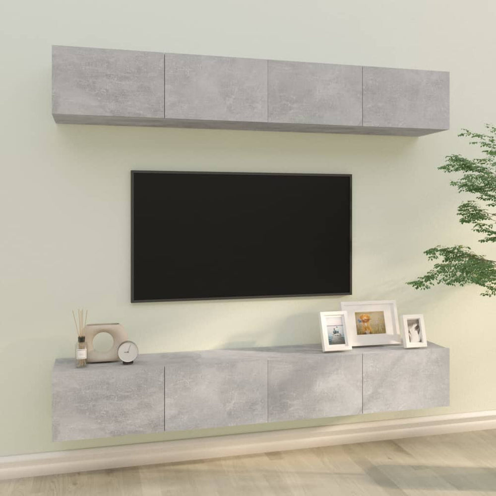 vidaXL TV Wall Cabinets 4 pcs Concrete Grey 100x30x30 cm
