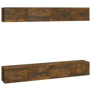 vidaXL TV Wall Cabinets 4 pcs Smoked Oak 100x30x30 cm