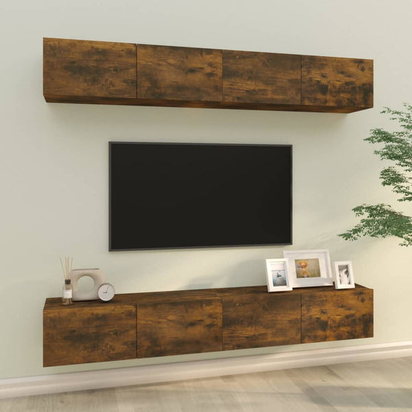 vidaXL TV Wall Cabinets 4 pcs Smoked Oak 100x30x30 cm
