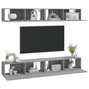 vidaXL Wall TV Cabinets 4 pcs. Sonoma Grey 100x30x30 cm