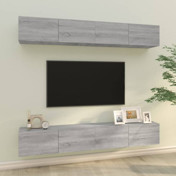 vidaXL Wall TV Cabinets 4 pcs. Sonoma Grey 100x30x30 cm