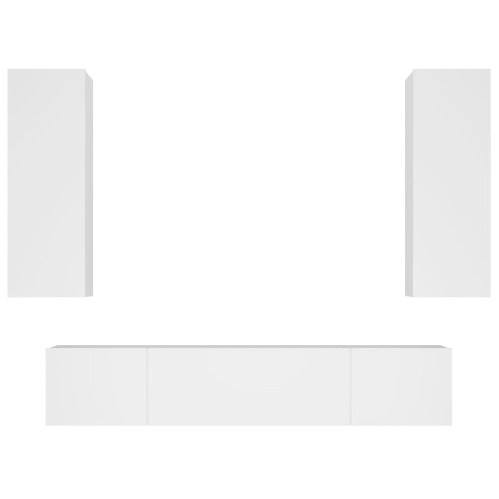 vidaXL 4-Piece TV Cabinet Set White Engineered Wood