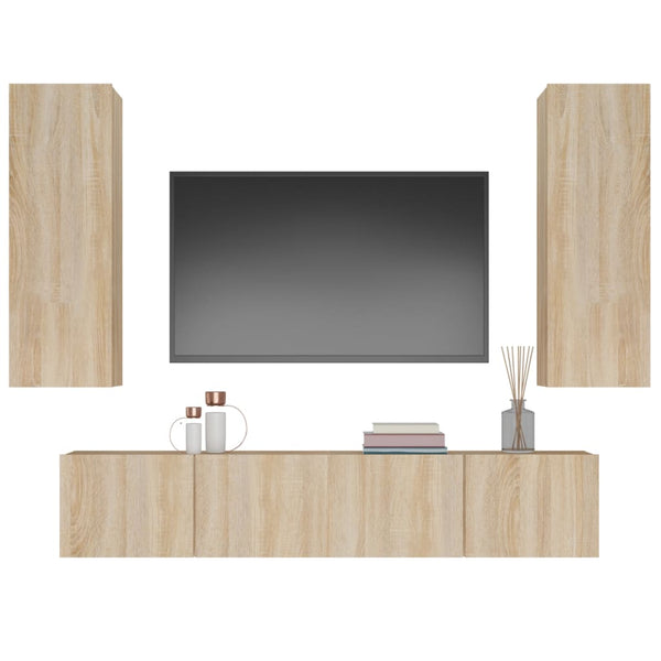 vidaXL 4-Piece TV Cabinet Set Sonoma Oak Engineered Wood
