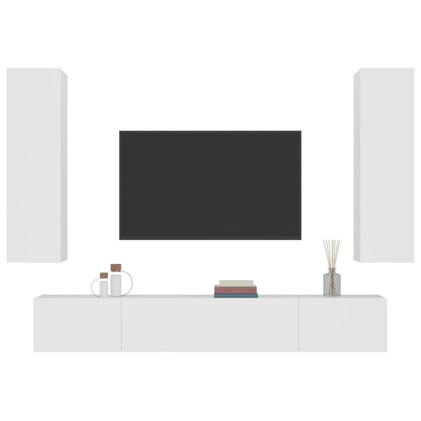 vidaXL 4-Piece TV Cabinet Set White Engineered Wood