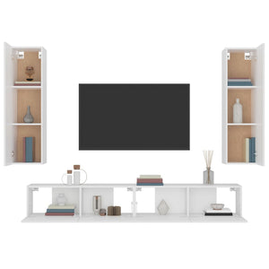 vidaXL 4-Piece TV Cabinet Set White Engineered Wood