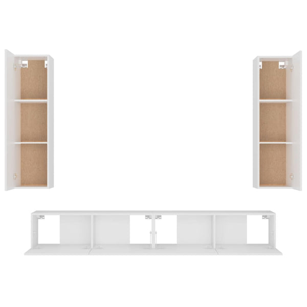 vidaXL 4-Piece TV Cabinet Set White Engineered Wood