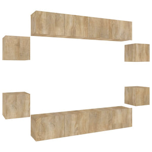 vidaXL 8-Piece TV Cabinet Set Sonoma Oak Engineered Wood