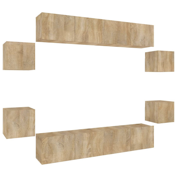 vidaXL 8-Piece TV Cabinet Set Sonoma Oak Engineered Wood