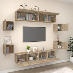 vidaXL 8-Piece TV Cabinet Set Sonoma Oak Engineered Wood