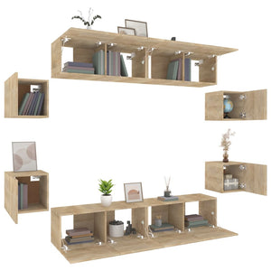 vidaXL 8-Piece TV Cabinet Set Sonoma Oak Engineered Wood
