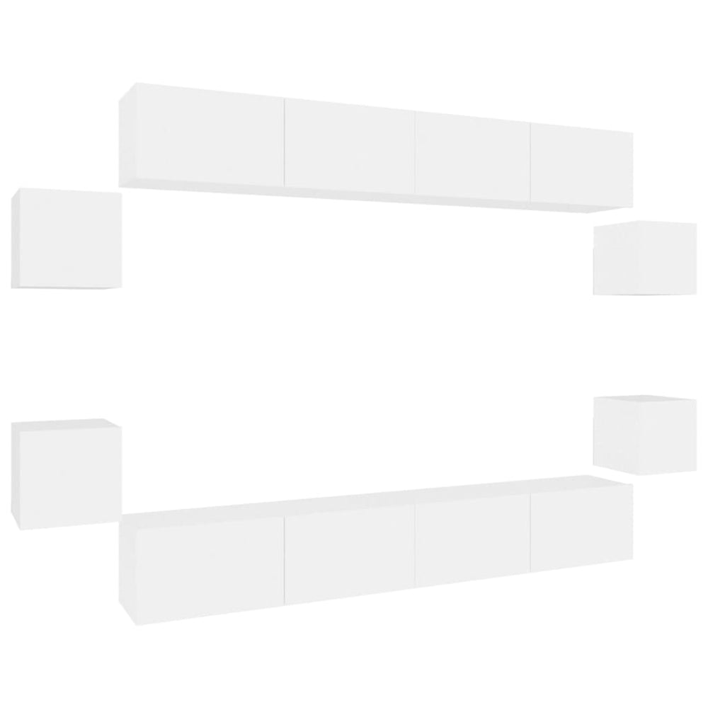 vidaXL 8-Piece TV Cabinet Set White Engineered Wood
